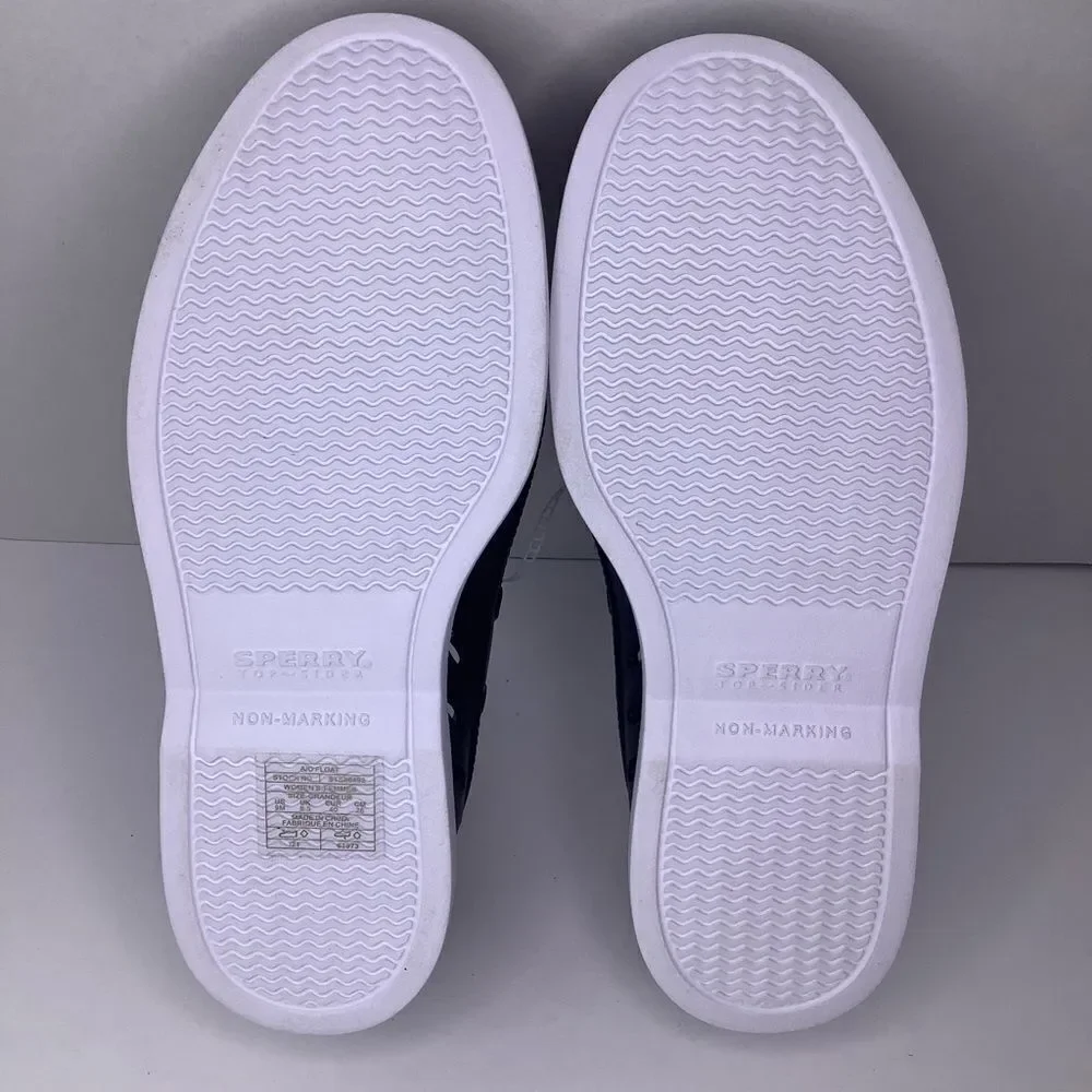 NWOT! Sperry Float Boat Black/White Rubber Women’s Slip On Shoes Sz 9M